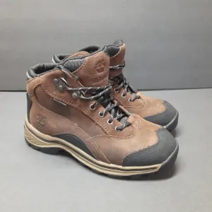 TIMBERLAND PAWTUCKWAY BROWN LEATHER ANKLE LACE UP HIKER OUTDOOR SIZE YOUTH 1.5