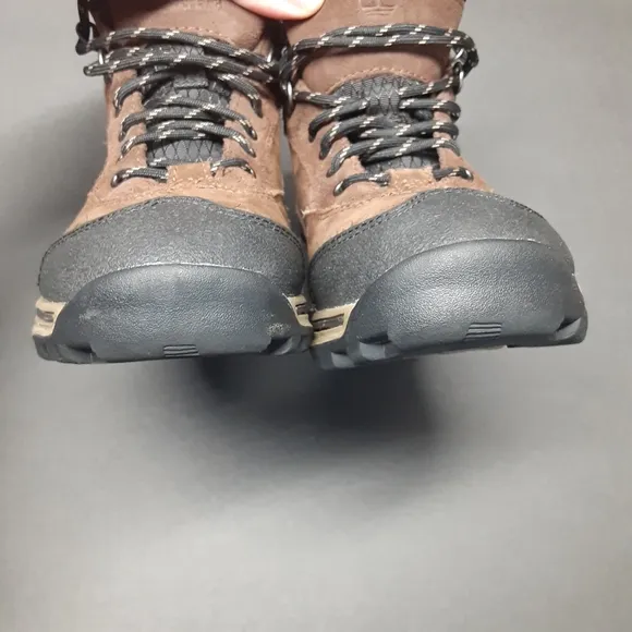 TIMBERLAND PAWTUCKWAY BROWN LEATHER ANKLE LACE UP HIKER OUTDOOR SIZE YOUTH 1.5