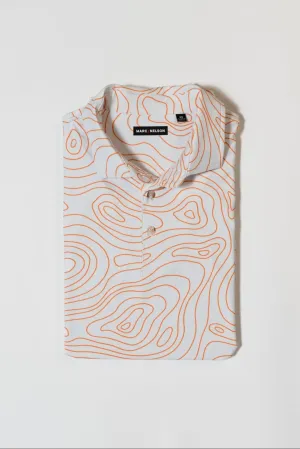 Topographic White and Orange Golf Polo