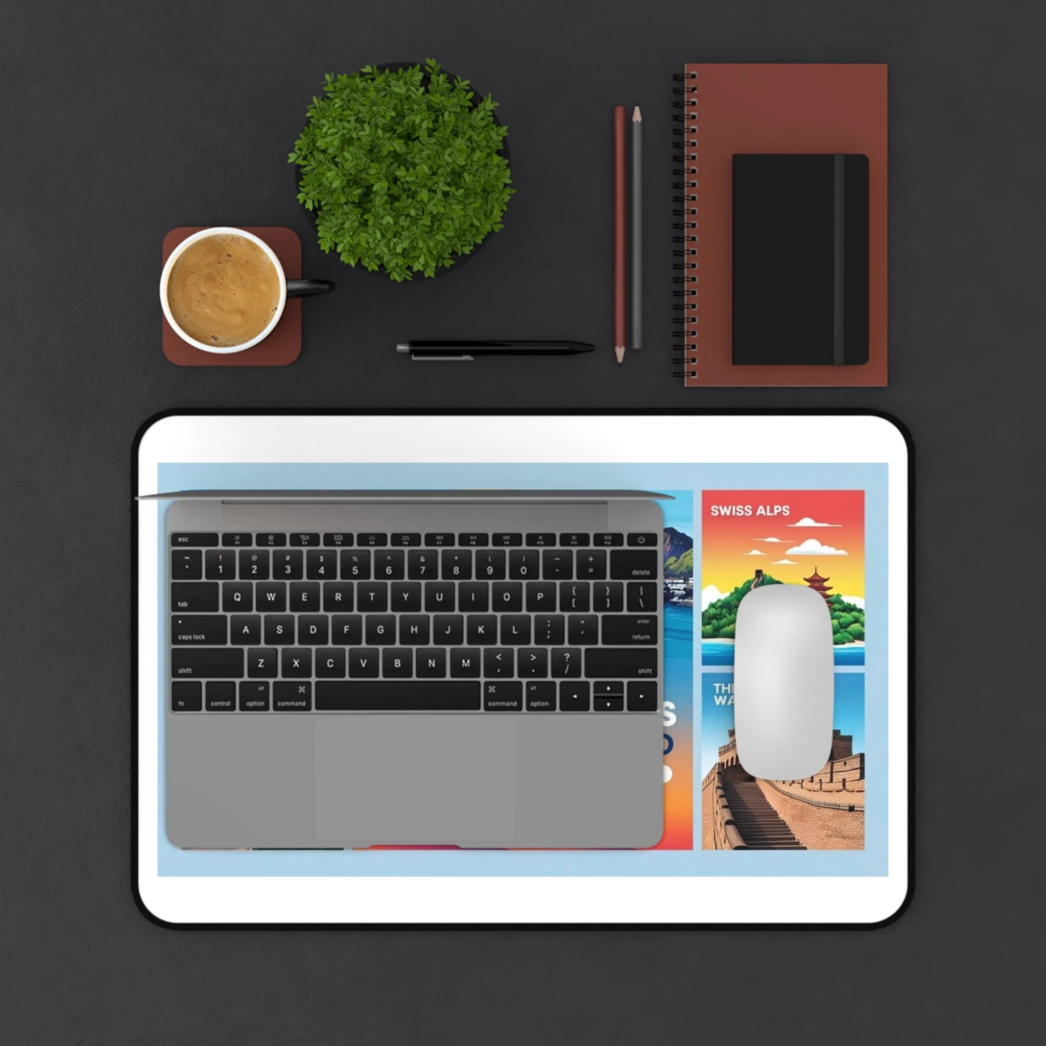 Travel Destinations Desk Mat - Colorful World Map Mat for Home Office or Study
