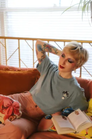 *UNISEX* MUSHROOM GIRL TEE *HEATHER PACIFIC