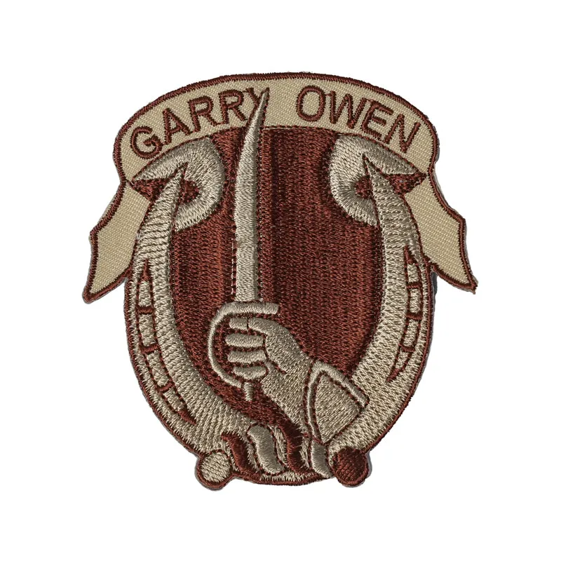 US Military USAR 007th Cavalry Garry Owen Desert Iron On Patch
