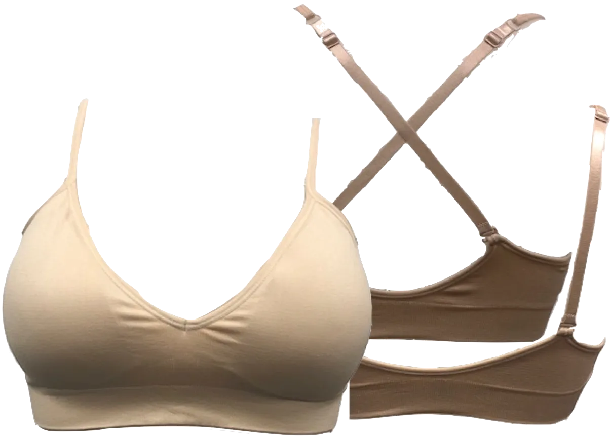 V-Front Adjustable / Convertible Straps Padded Bra