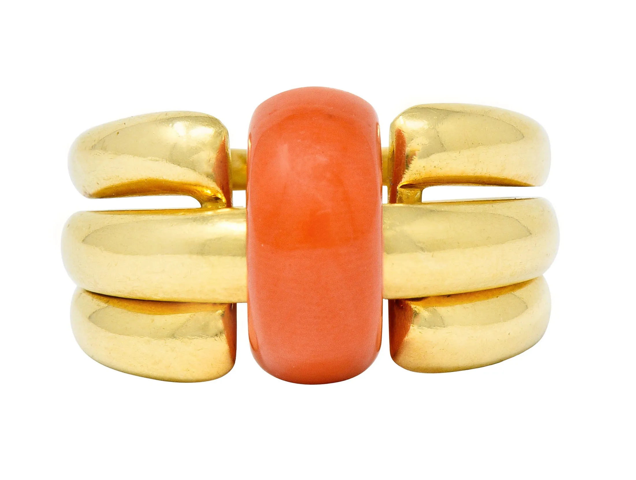 Van Cleef & Arpels Coral Diamond 18 Karat Gold French Convertible Stacking Ring
