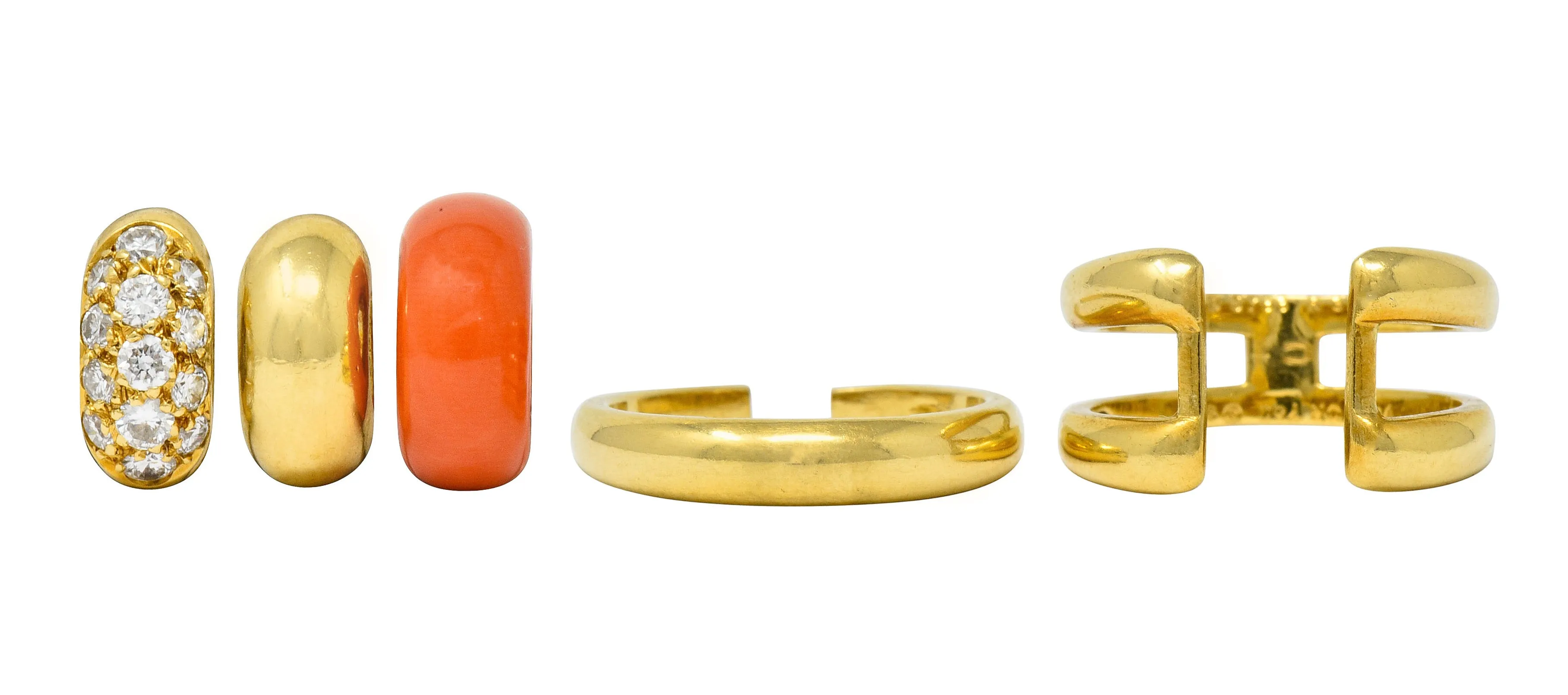 Van Cleef & Arpels Coral Diamond 18 Karat Gold French Convertible Stacking Ring