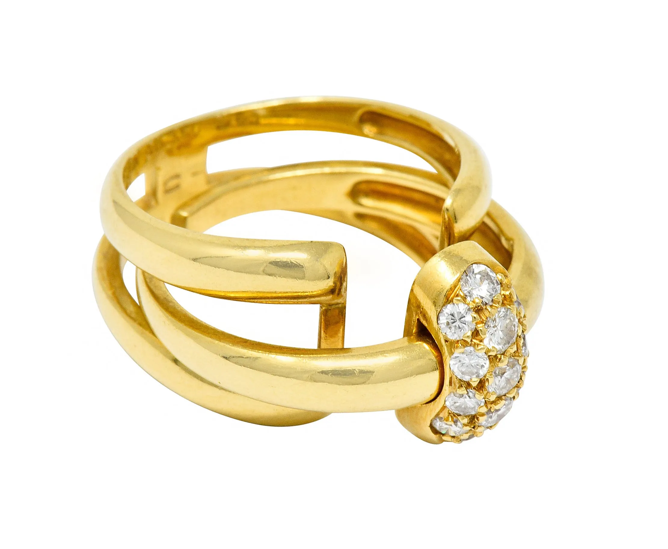 Van Cleef & Arpels Coral Diamond 18 Karat Gold French Convertible Stacking Ring