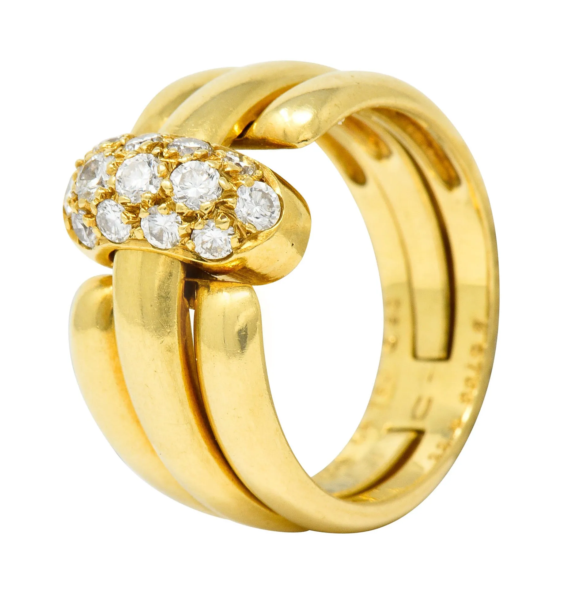 Van Cleef & Arpels Coral Diamond 18 Karat Gold French Convertible Stacking Ring