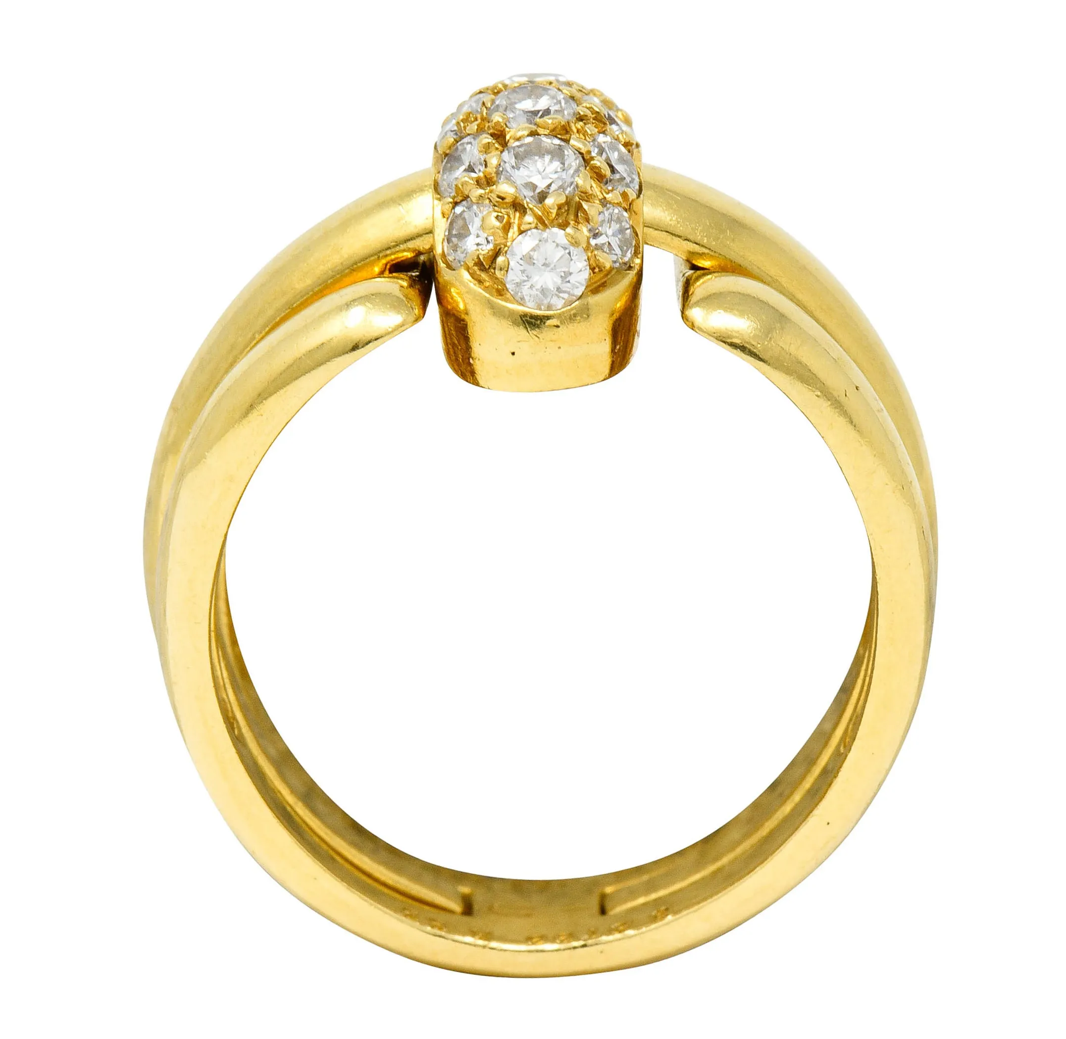 Van Cleef & Arpels Coral Diamond 18 Karat Gold French Convertible Stacking Ring