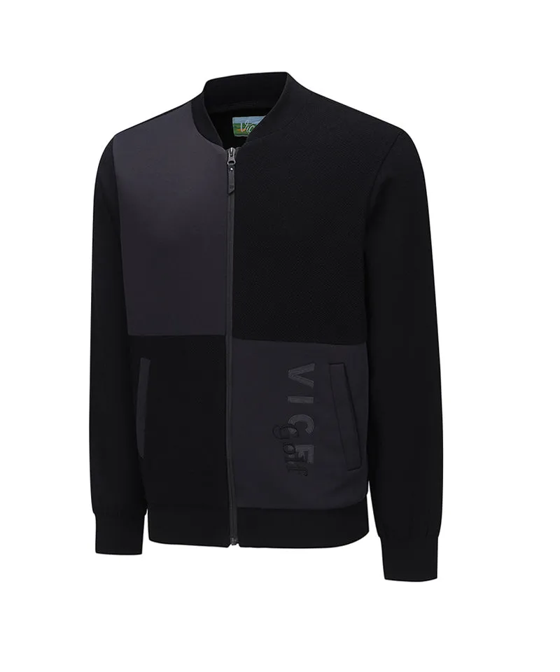 Vice Golf Atelier Men Jersey Block Zip Up - Black