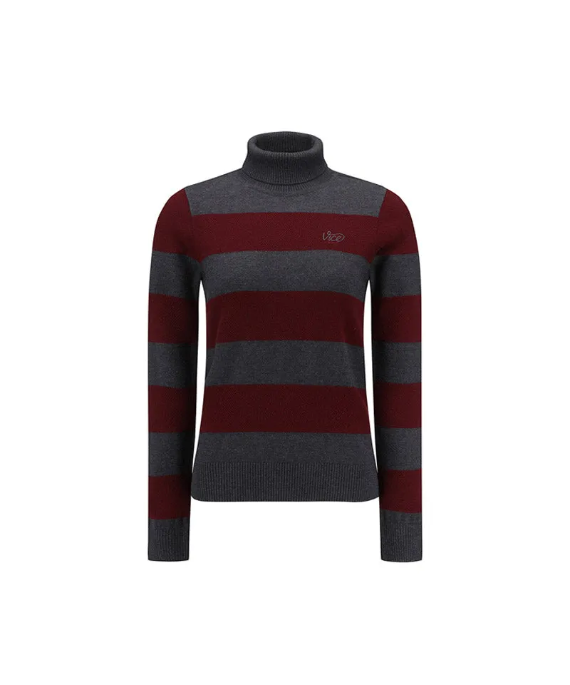 Vice Golf Atelier Women's Striped Hi-Neck Sweater - 2 Colors