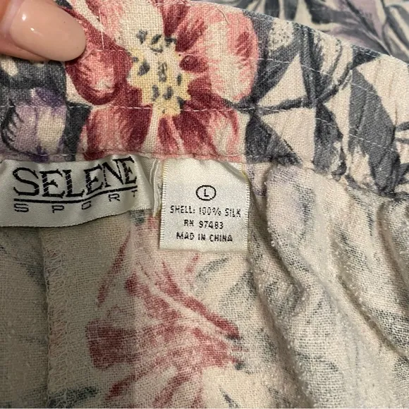 Vintage 2 Piece Shorts and Sleeveless Button Down Top Nubby Silk
