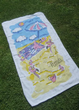 Vintage Flamingo Florida Beach Towel