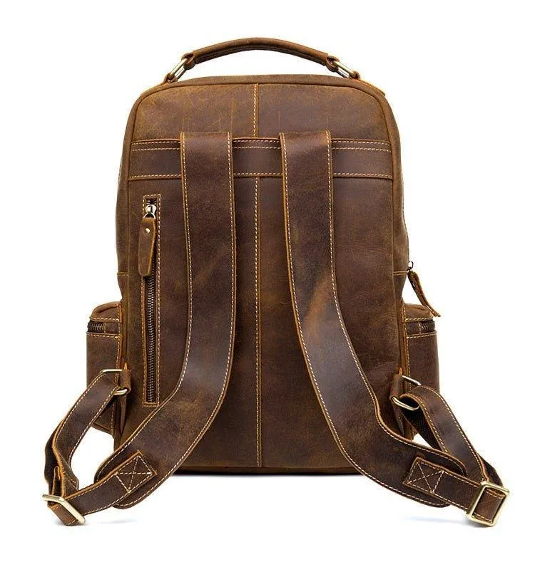 Vintage Genuine Leather Backpack Mens