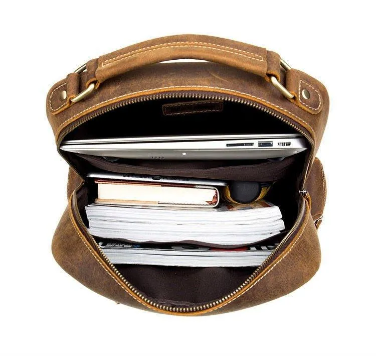 Vintage Genuine Leather Backpack Mens
