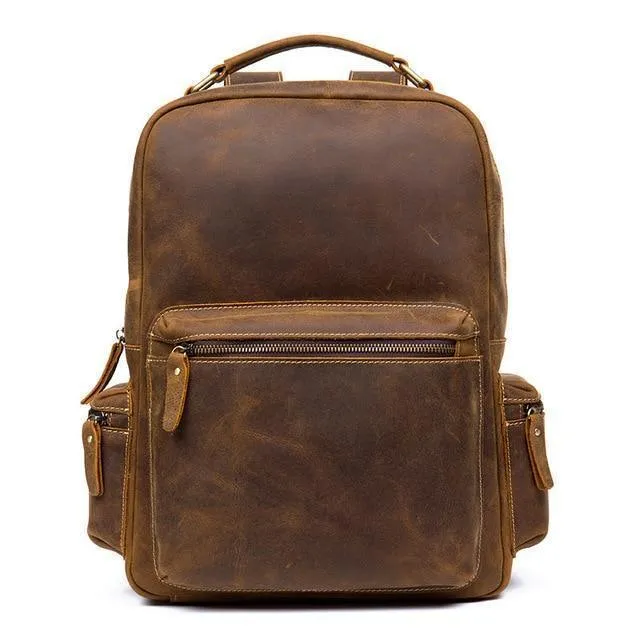 Vintage Genuine Leather Backpack Mens