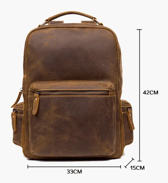 Vintage Genuine Leather Backpack Mens