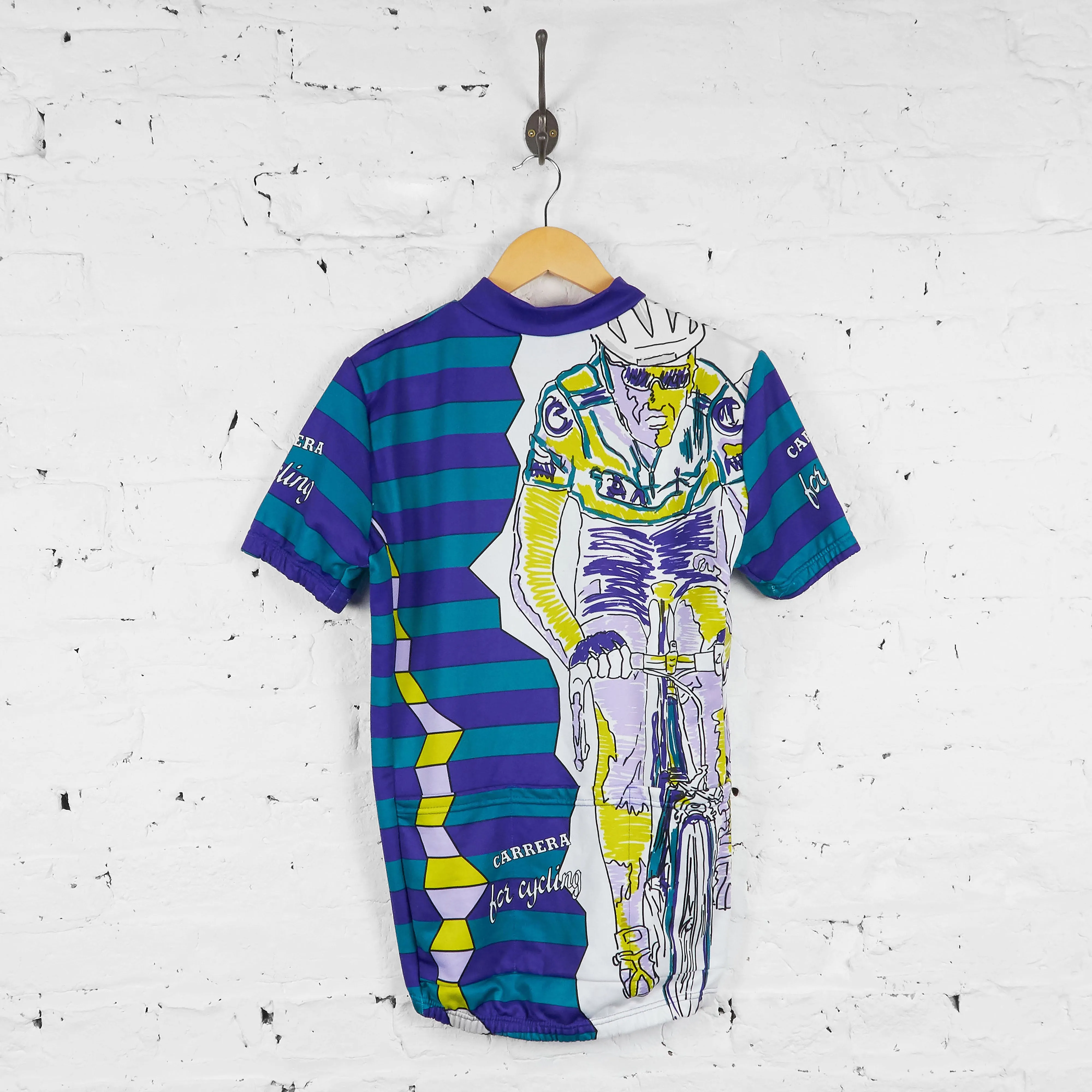 Vintage Patterned Carrera Cycling Jersey - Purple/Green - XL
