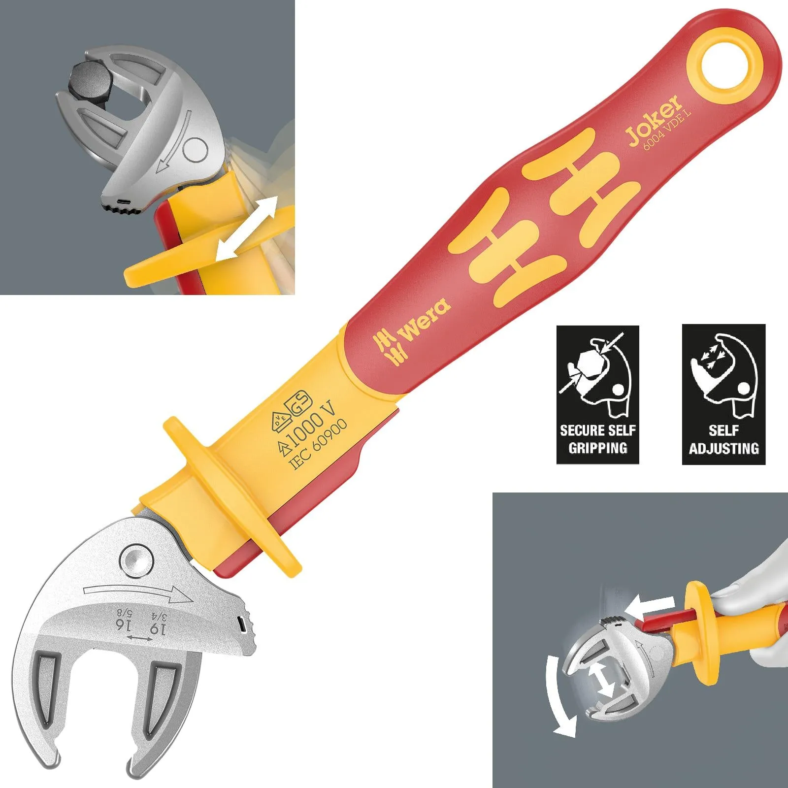 Wera Joker VDE L 6004 Insulated Self Setting Adjustable Spanner 16-19mm