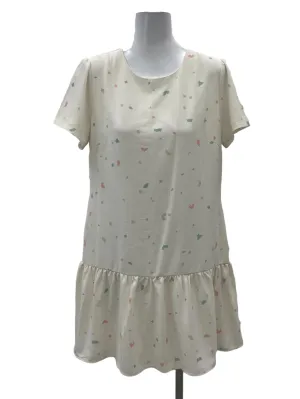 White Patterned Round Neck Dress