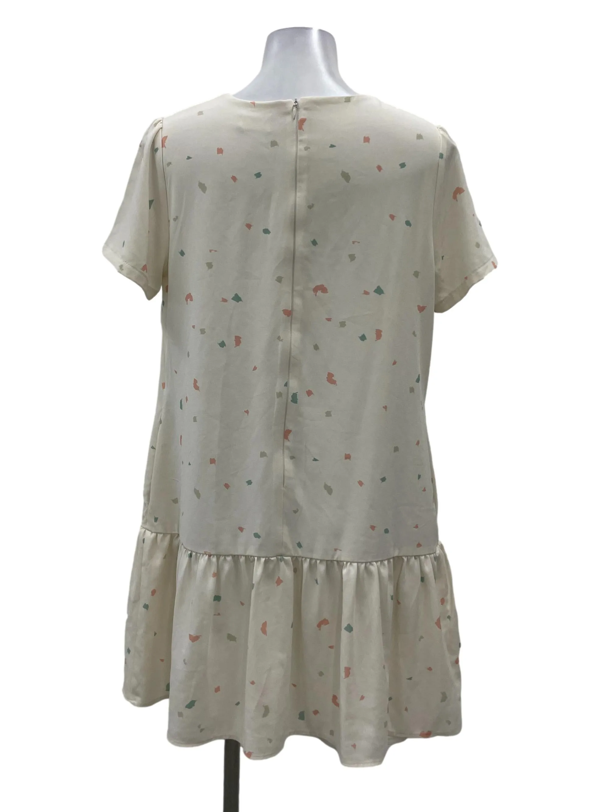 White Patterned Round Neck Dress