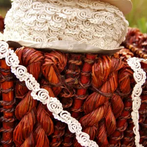 White Sequin Ivory Swirled Braided Trim ½ " wide