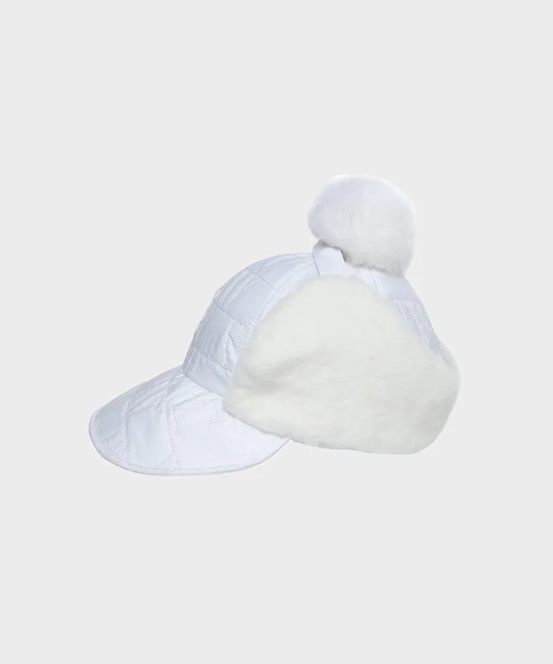 WideAngle: Co Quilted Modified Earflap Cap L - Off-White