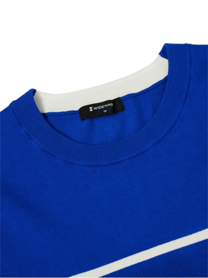 WideAngle: Men's TO Color Block Line Round Neck Sweater- 3 Colors