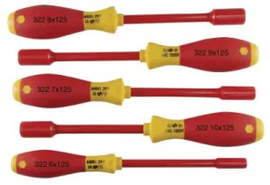 Wiha?? Tools SoftFinish Insulated Nut Driver Sets, Hex, Inch, 7 per set, 32294
