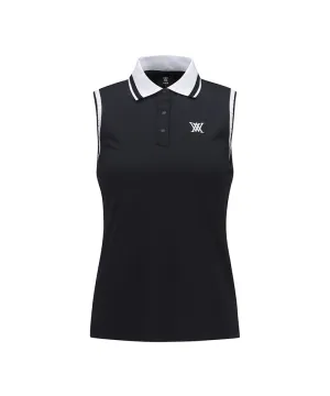 Women Kint Collar Sleeveless - Black