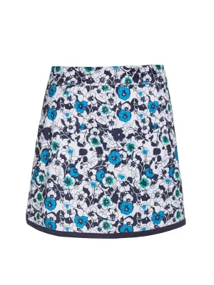 Womens Allover Retro Floral Print Skort