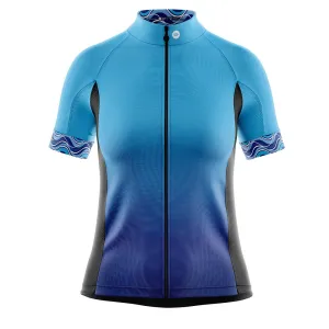 Womens Blue Stripe Cycling Jersey