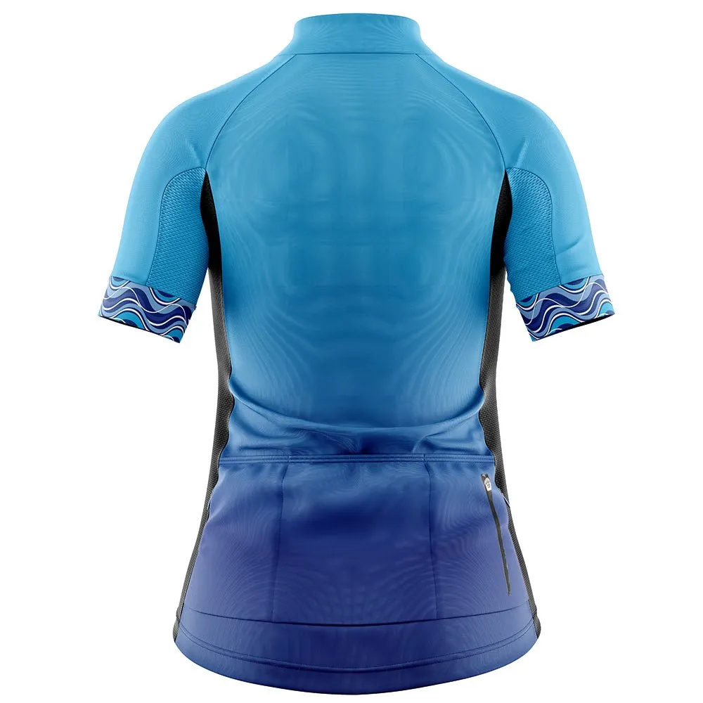 Womens Blue Stripe Cycling Jersey