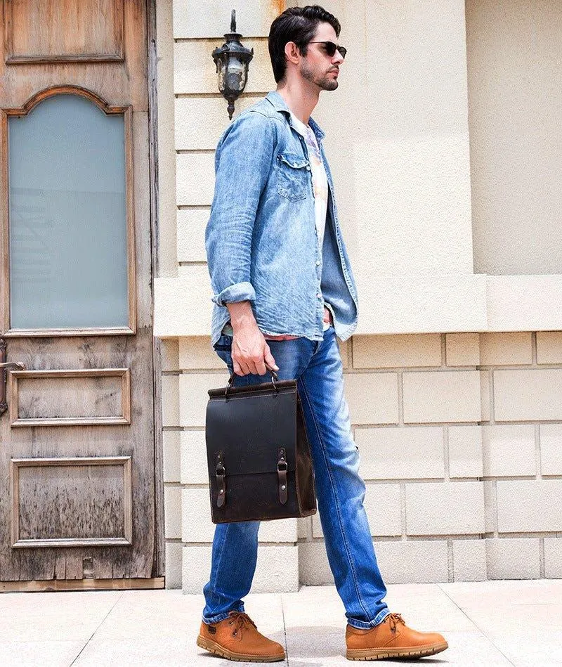 Woosir Vintage Leather College Backpacks Women Men