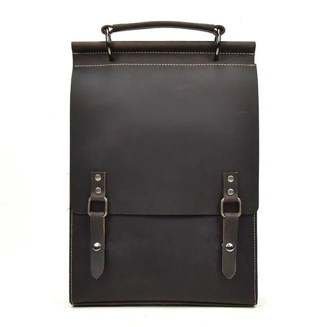 Woosir Vintage Leather College Backpacks Women Men