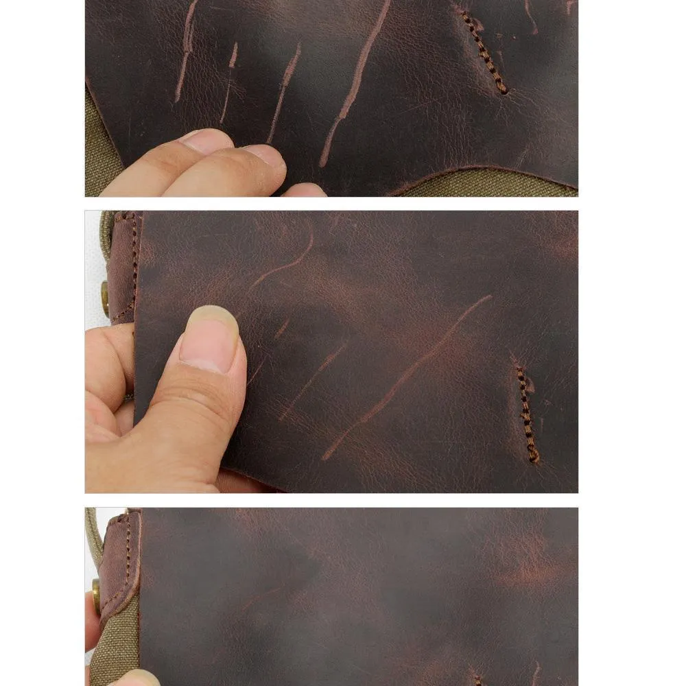 Woosir Vintage Leather College Backpacks Women Men