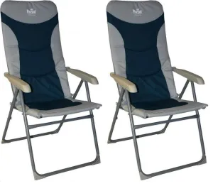 X2 Colonel Folding Lightweight Camping Chair Blue Silver Camping Outdoor