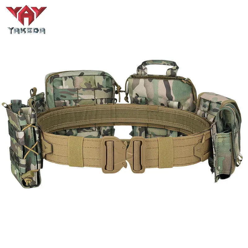 YD-2088 YAKEDA Tactical Belt Outdoor Patrol Multifunctional Eight-Piece Set Can Be Hooked Up Removable Adjustable Tactical Belt