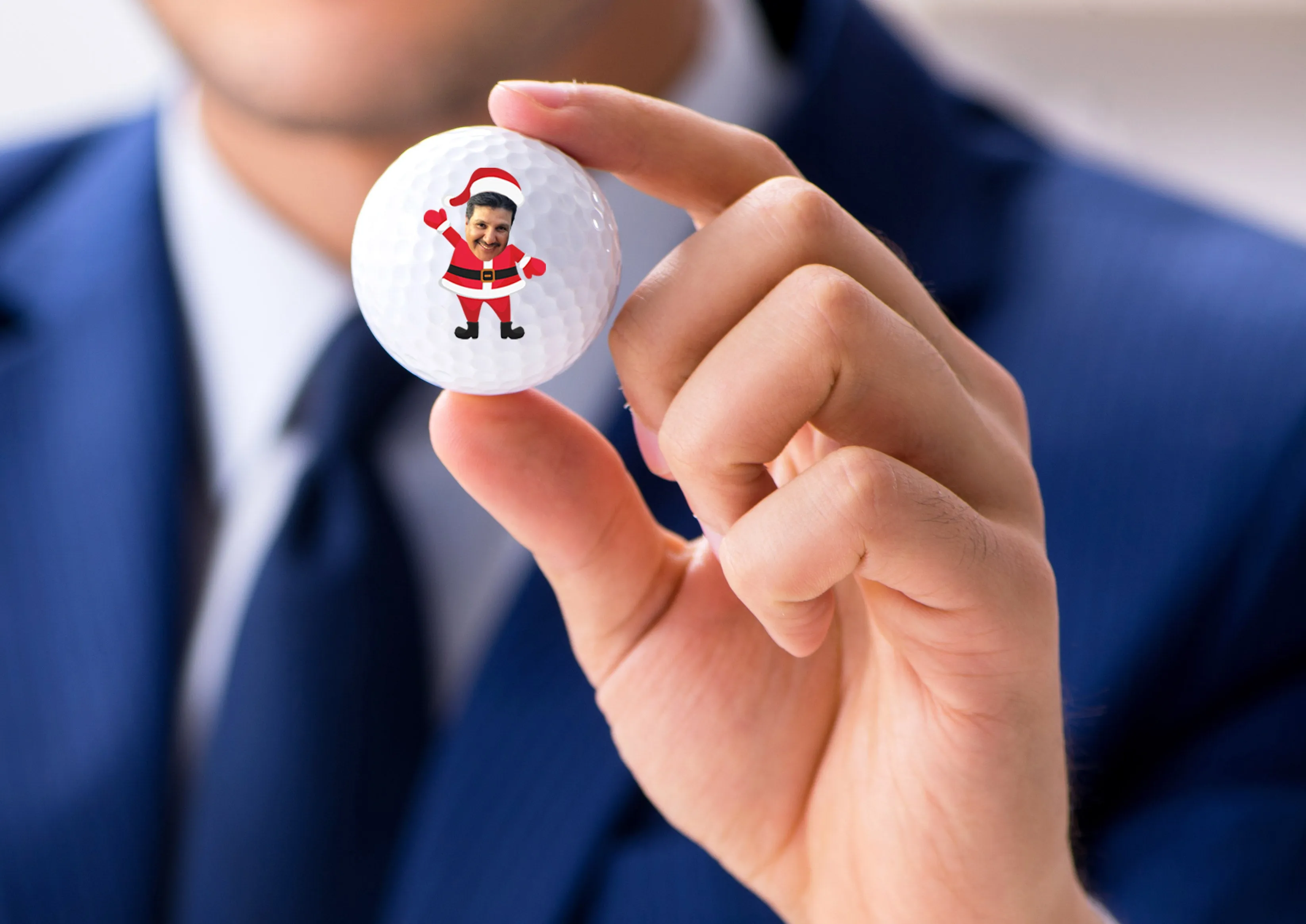 Your face on a golf ball - Santa Claus - set of 3