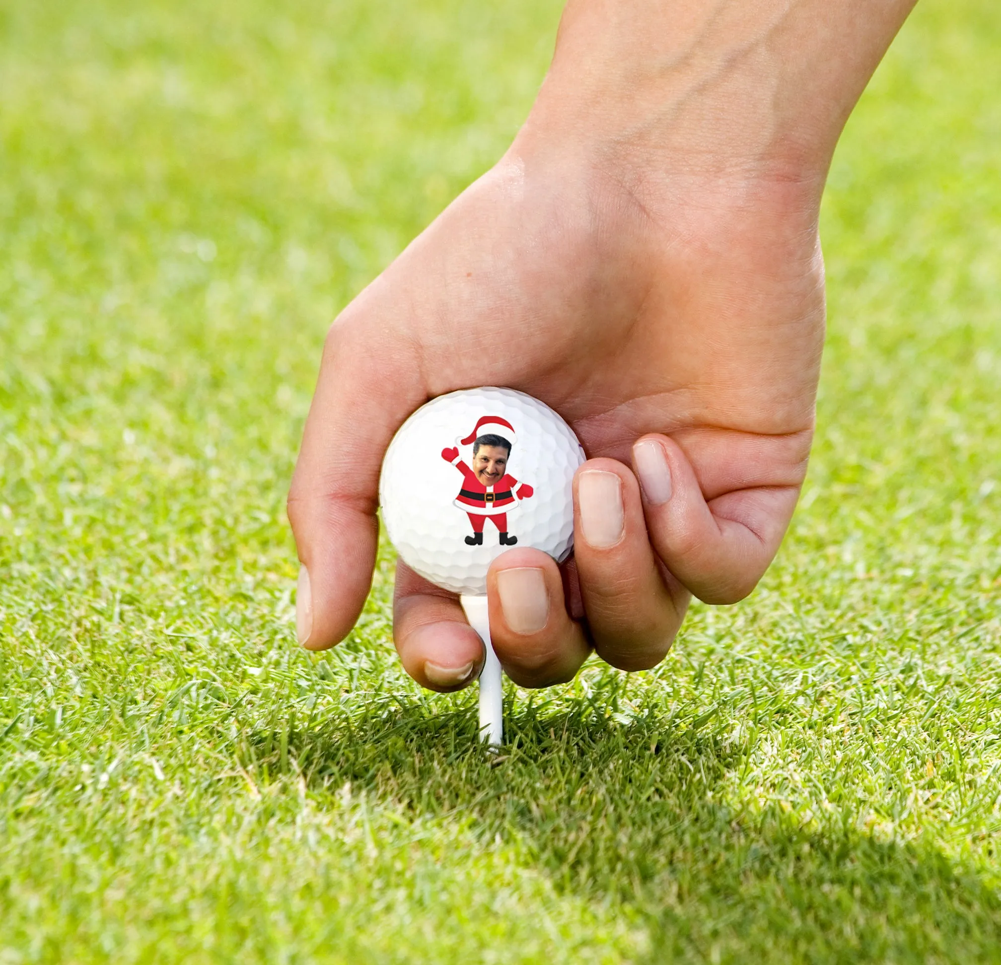 Your face on a golf ball - Santa Claus - set of 3