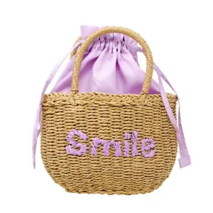 Zomi Gems Wicker Basket "Smile" Bag - Lavender